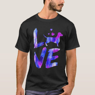 Love Daschund Doxie Weiner Watercolor Blue Dog Mum T-Shirt
