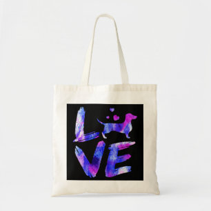 Love Daschund Doxie Weiner Watercolor Blue Dog Mum Tote Bag