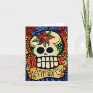 Love Day of the Dead Sugar Skull Card