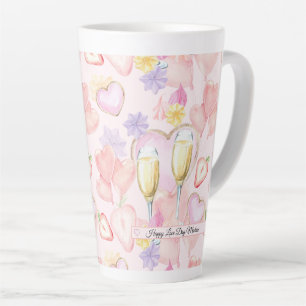 Love Day Watercolor Hearts and Sweets Pattern Latte Mug