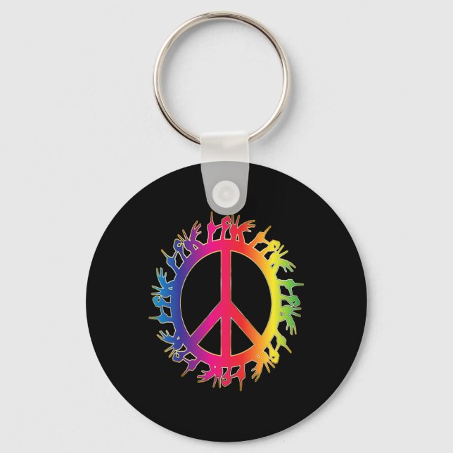 Love Deaf Peace Sign Language Hand Talking Teacher Key Ring (Front)
