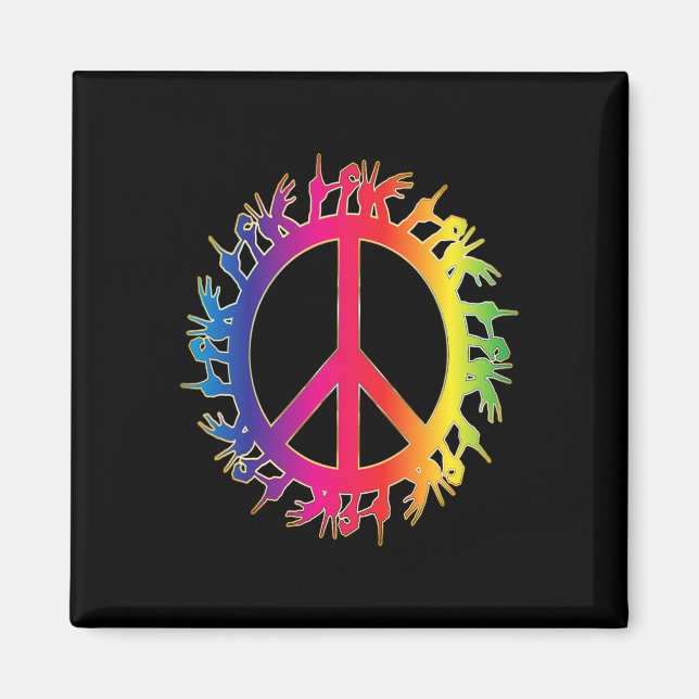 Love Deaf Peace Sign Language Hand Talking Teacher Magnet (Front)