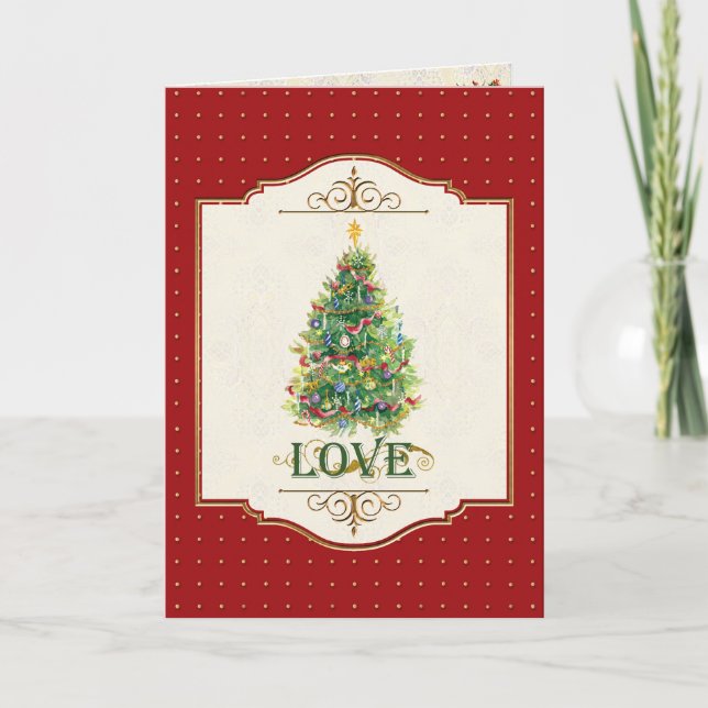 Love Decorated Christmas Tree  Star Greeting Card (Front)