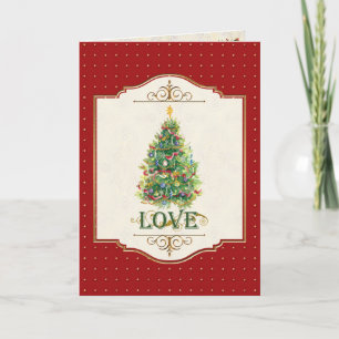 Love Decorated Christmas Tree  Star Greeting Card