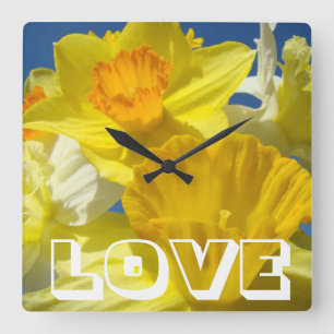 LOVE decorative Wall Clocks Spring Daffodil Flower