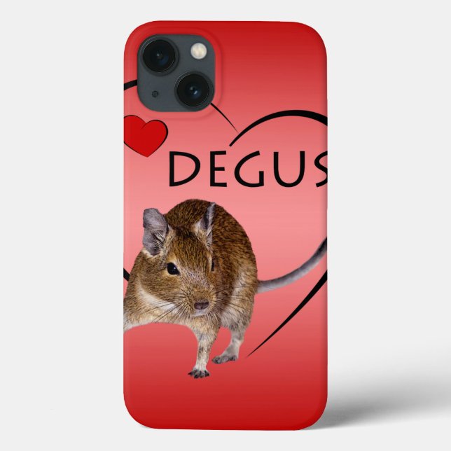 Love Degus iPad Case (Pink/Red) (Back)