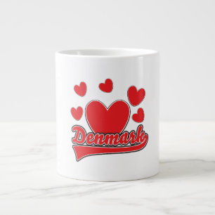 Love Denmark vintage style logo Large Coffee Mug