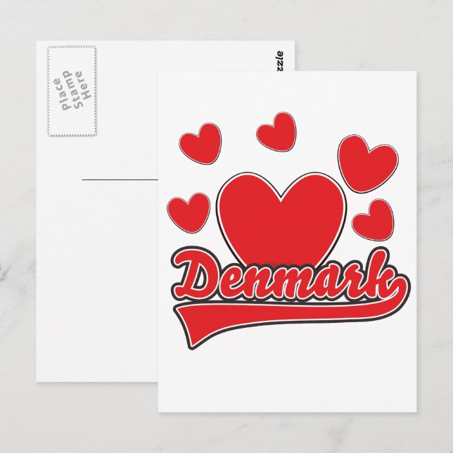 Love Denmark vintage style logo Postcard (Front/Back)