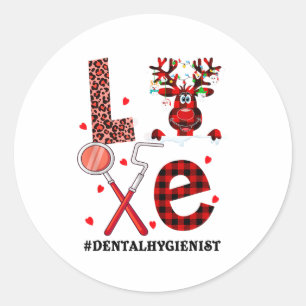 Love Dental Christmas Reindeer Dental Squad Xmas D Classic Round Sticker