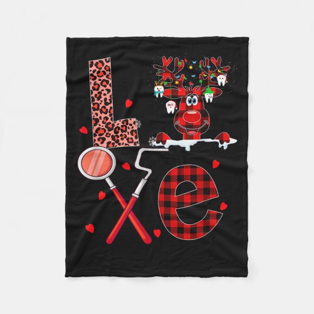 Love Dental Christmas Reindeer Dental Squad Xmas D Fleece Blanket (Front)