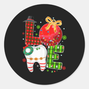 Love Dental Life Bauble Tooth Dentist Fall Christm Classic Round Sticker