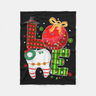 Love Dental Life Bauble Tooth Dentist Fall Christm Fleece Blanket