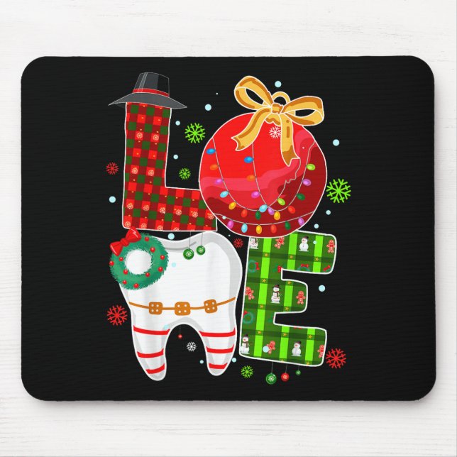 Love Dental Life Bauble Tooth Dentist Fall Christm Mouse Mat (Front)