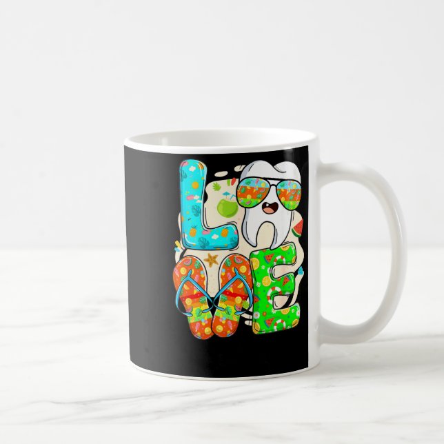 Love Dental Life Cute Tooth Flip Flops Summer Dent Coffee Mug (Right)