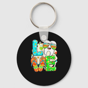 Love Dental Life Cute Tooth Flip Flops Summer Dent Key Ring