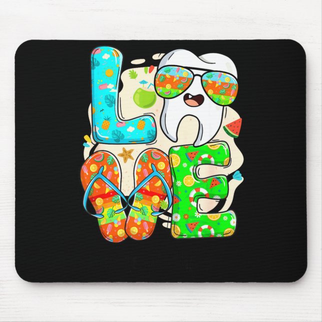 Love Dental Life Cute Tooth Flip Flops Summer Dent Mouse Mat (Front)