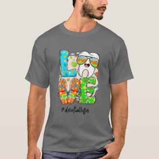 LOVE Dental Life Cute Tooth Flip Flops Summer Dent T-Shirt