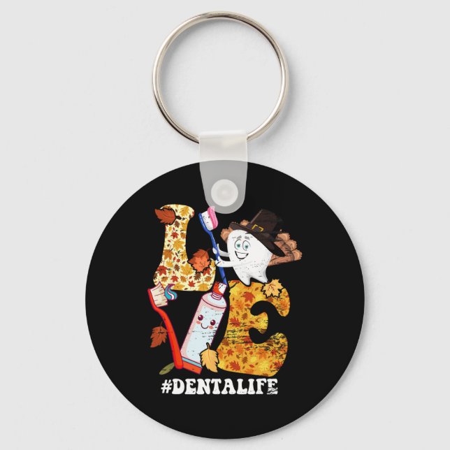 LOVE Dental Life Turkey Tooth Autumn Fall Thanksgi Key Ring (Front)