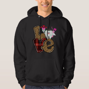 Love Dentist Heart Red Plaid Leopard Valentine's D Hoodie