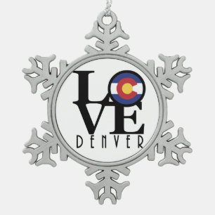LOVE Denver Snowflake Pewter Christmas Ornament