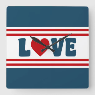 Love design square wall clock