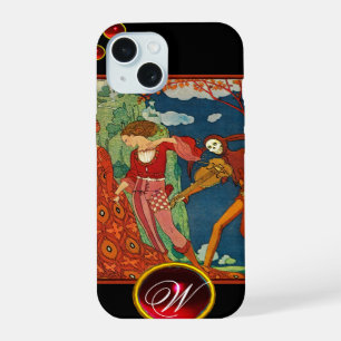 LOVE ,DESIRE AND DEATH RED GEM STONE MONOGRAM iPhone 15 CASE