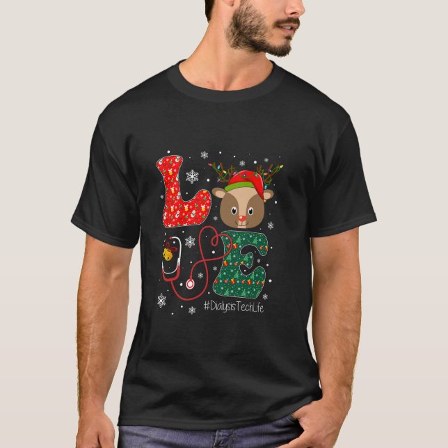 Love Dialysis Tech Life Technician Christmas Santa T-Shirt (Front)