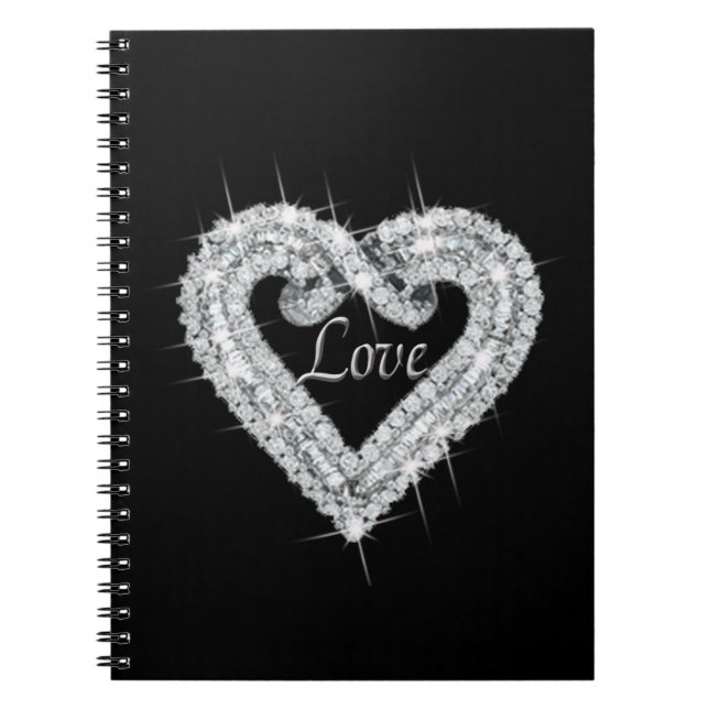 Love Diamond Heart Spiral Notebook (Front)