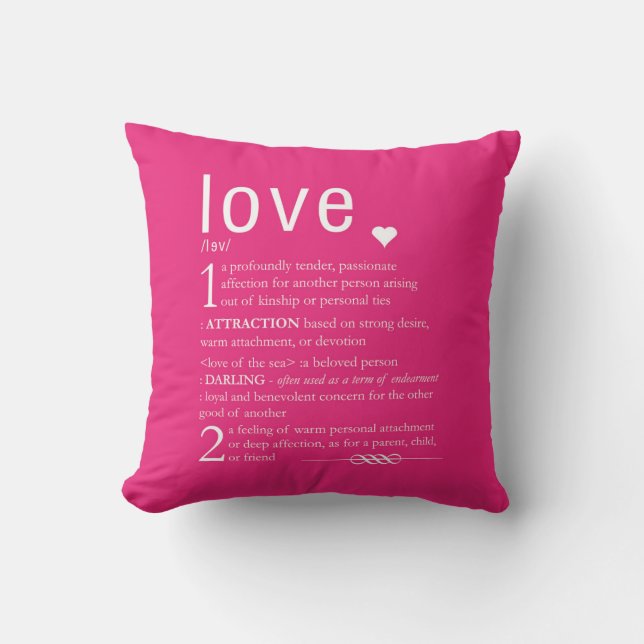 Love Dictionary Definition Valentine Typography Cushion (Front)