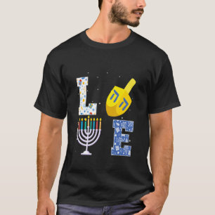 Love dinosaur menorasaurus Ugly Hanukkah christma T-Shirt