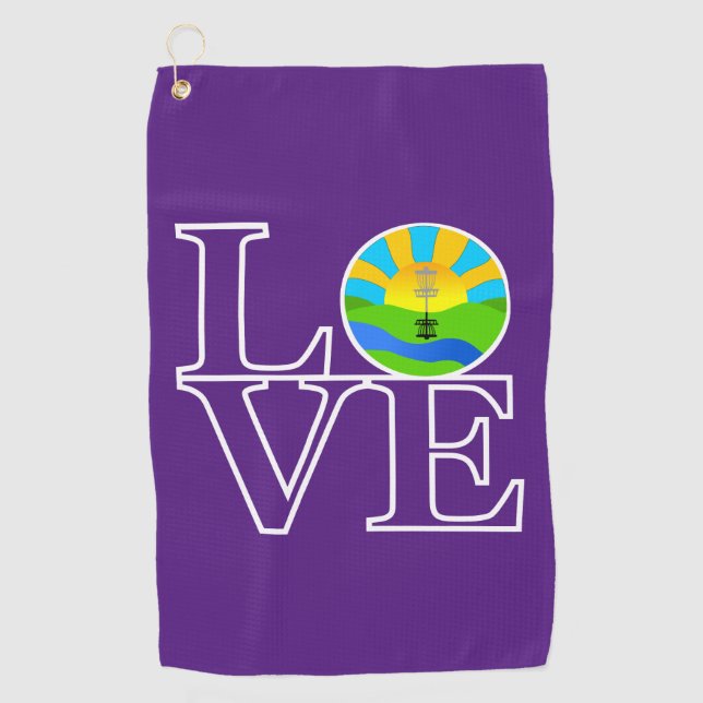 Love Disc Golf Basket Golf Towel (Front)