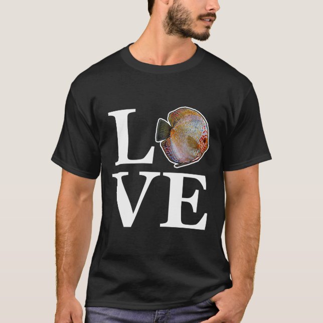 Love Discus Fish Retro Fish Keeper Aquarium Hobby  T-Shirt (Front)