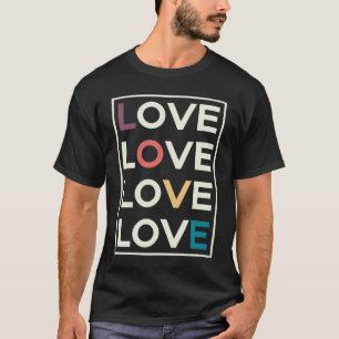 Love Distressed Retro Look Block Lettering T-Shirt