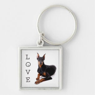 Love Doberman Pinscher Puppy Dog Keychain