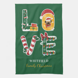 LOVE Dog Christmas Holiday Family Housewarming Tea Towel