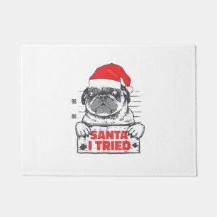 Love Dog Christmas Pyjamas Santa I Tried Naughty P Doormat