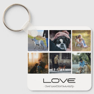 Love Dog Family Portrait Collage Design Key Ring