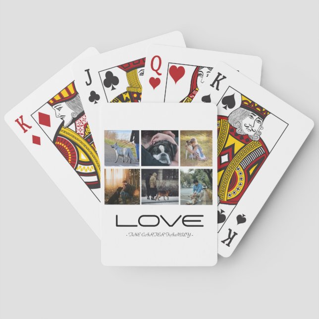Love Dog Family Portrait Collage Design Playing Cards (Back)