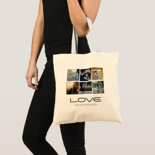 Love Dog Family Portrait Collage Design Tote Bag