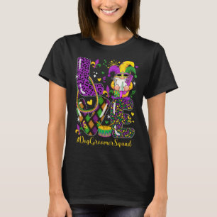 Love Dog Groomer Squad Mardi Gr Leopard Gnome Para T-Shirt
