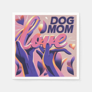 Love Dog Mum Pink Purple Napkin