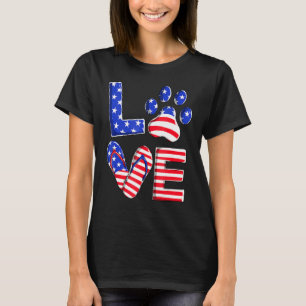 Love Dog Paw Flip Flops Usa Flag 4th Of July Dog C T-Shirt