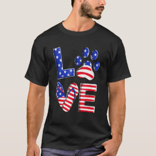 Love Dog Paw Flip Flops Usa Flag 4th Of July Dog C T-Shirt