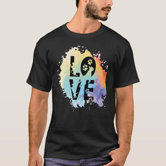 Love Dog  Paw Heart Love Colour Painting For Dog T-Shirt (Front)