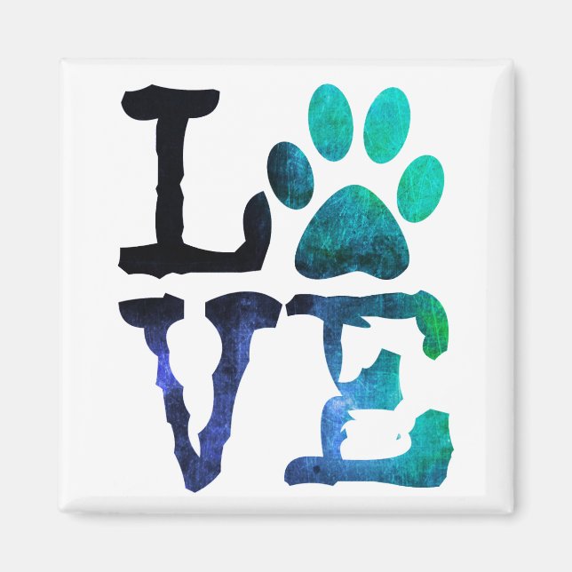 Love, Dog Paw Print Magnet (Front)