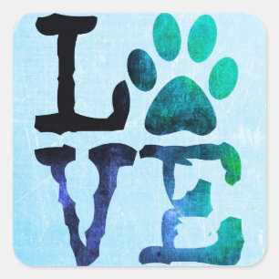 Love, Dog Paw Print Sticker