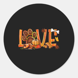 Love Dog Paw Print Turkey Pumpkin Fall Autumn Than Classic Round Sticker