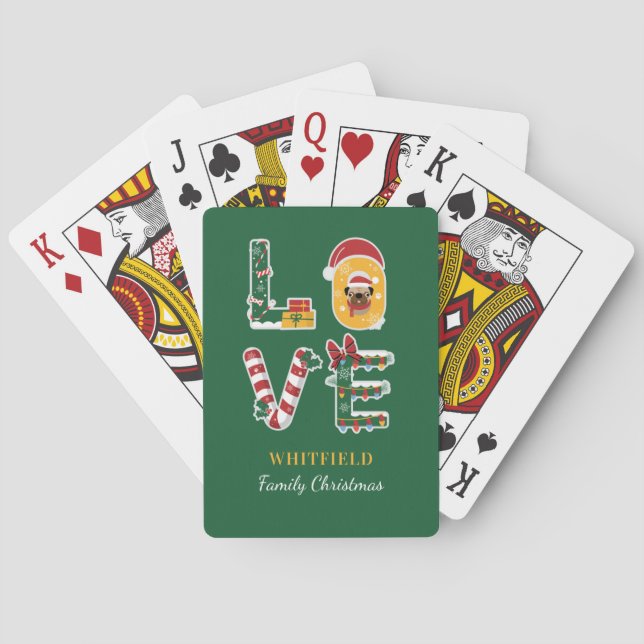 LOVE Dog Personalised Christmas Matching Family Playing Cards (Back)