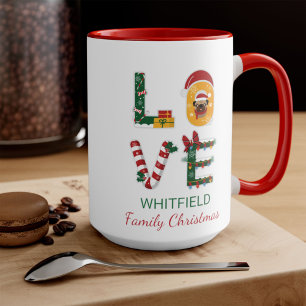 LOVE Dog Personalized Christmas Holiday Family Mug