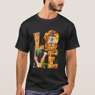 Love Dogo Argentino Witch Pumpkin Scary Halloween T-Shirt